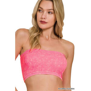 Washed Ribbed Seamless Tube Top Zenana in Multiple Colors